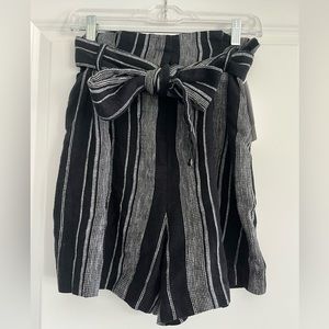 Black and White Shorts with Paper Bag Waist